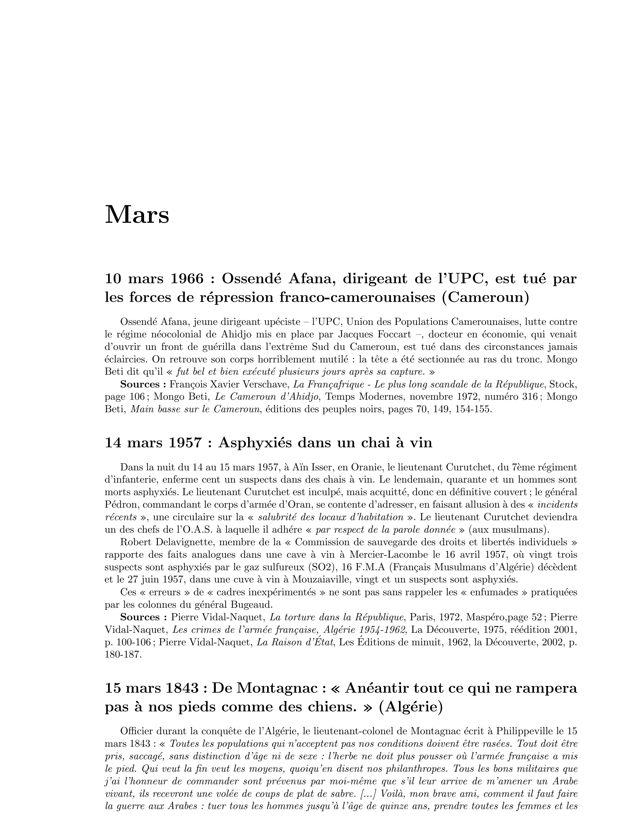 15 mars 1843 — De Montagnac : « Anéantir tout ce qui ne rampera pas à nos pieds » (Algérie)