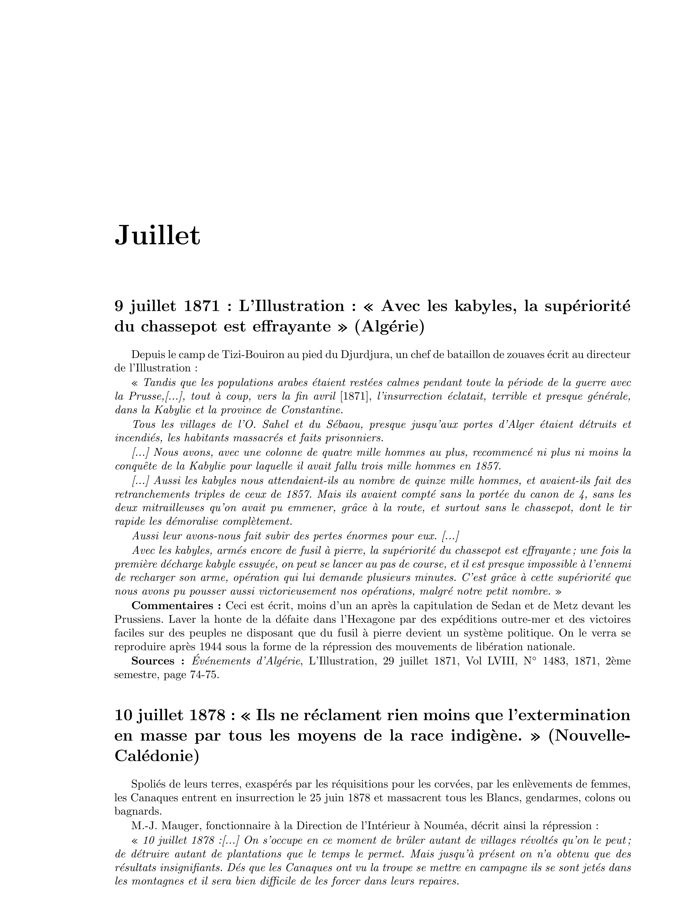 9 juillet 1871 — L’Illustration : la supériorité du chassepot contre les Kabyles (Algérie)