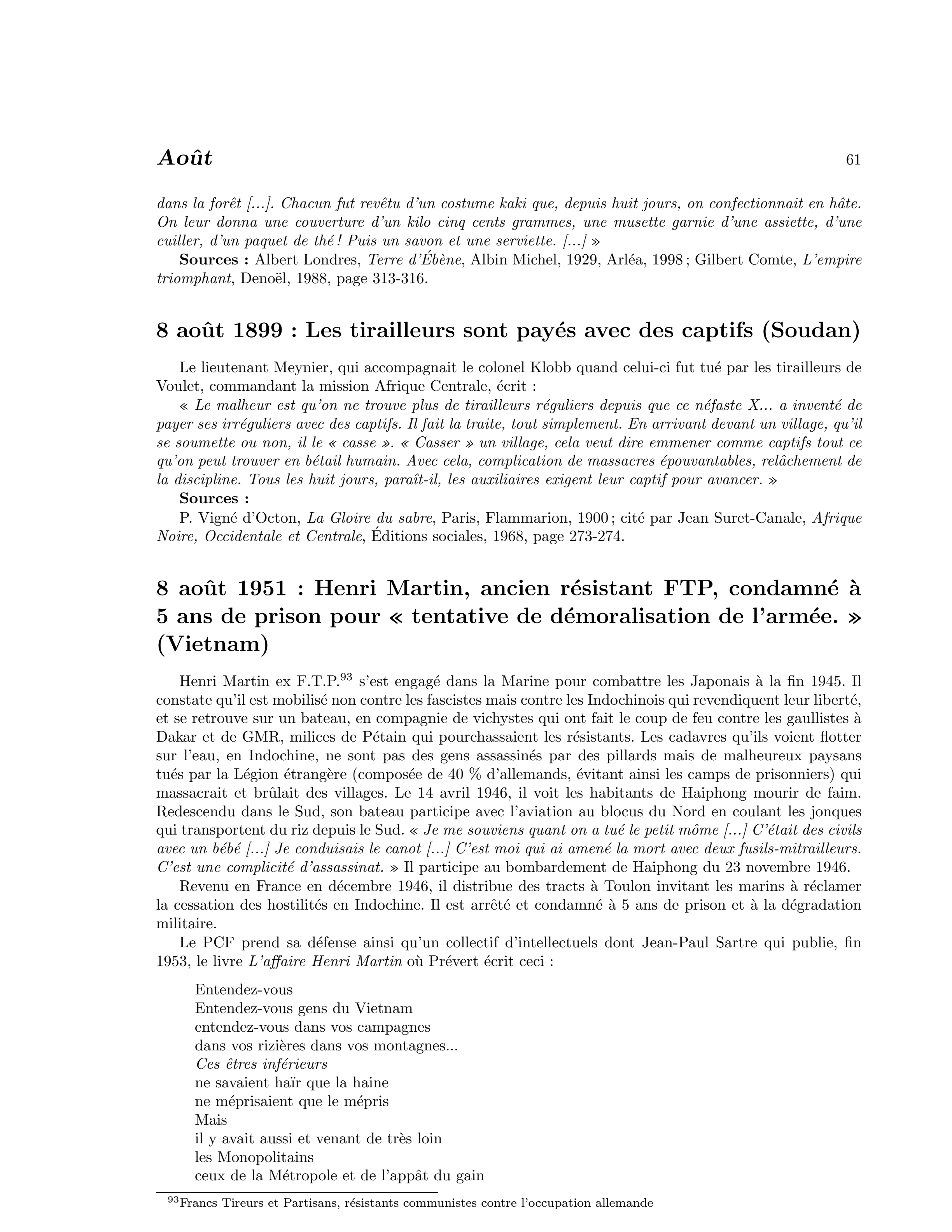 8 août 1899 — Les tirailleurs sont payés avec des captifs (Soudan)