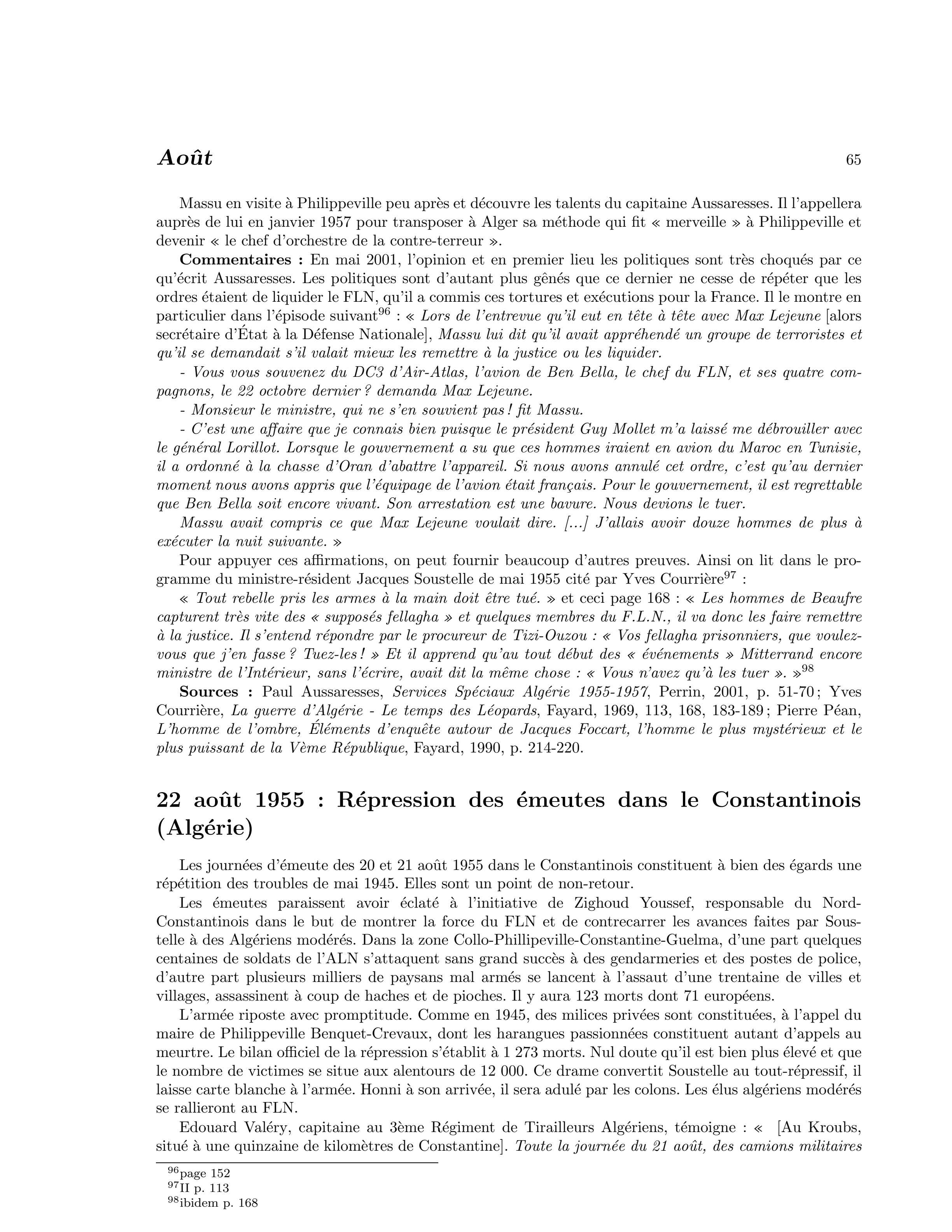 22 août 1955 — Répression des émeutes dans le Constantinois (Algérie)