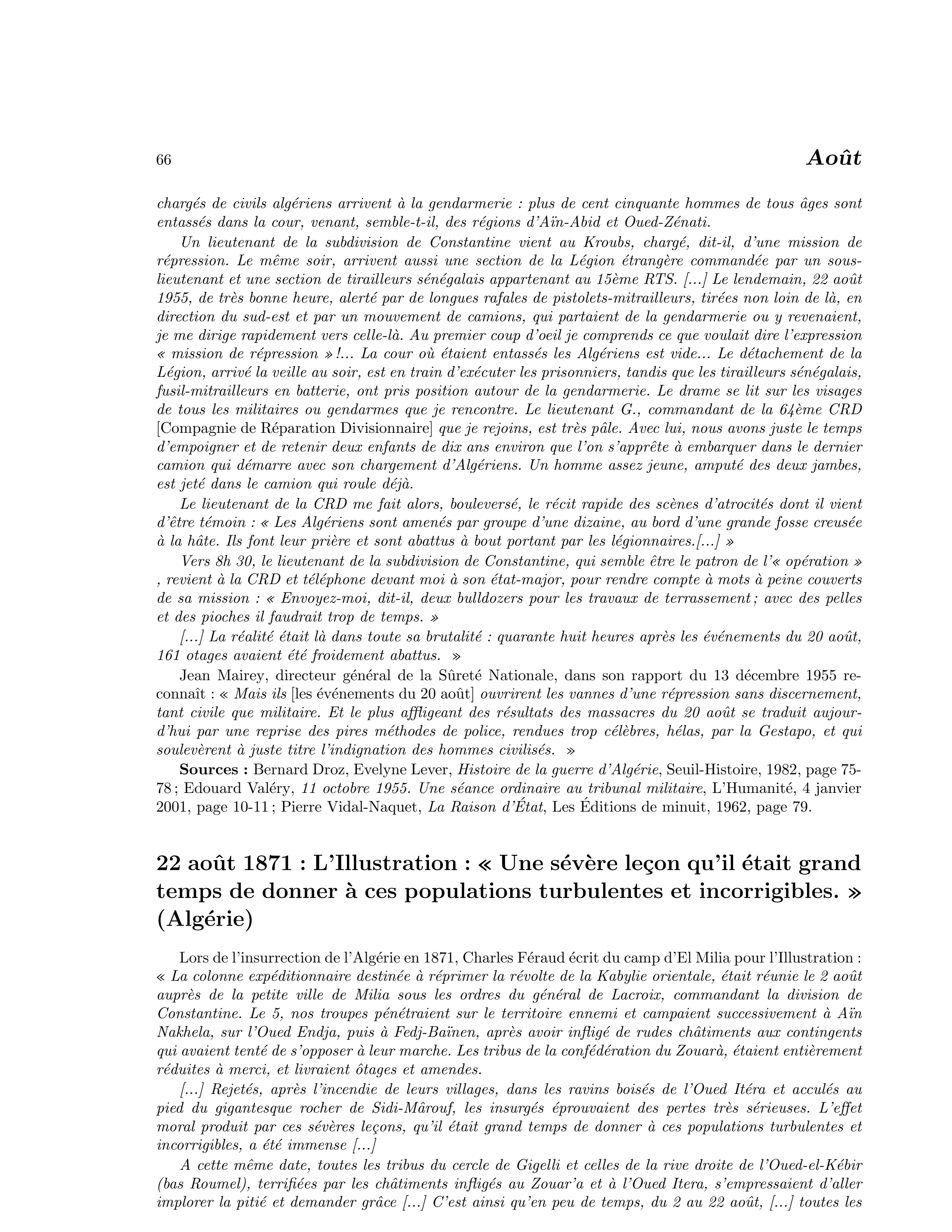 22 août 1871 — L’Illustration appelle à une « sévère leçon » (Algérie)