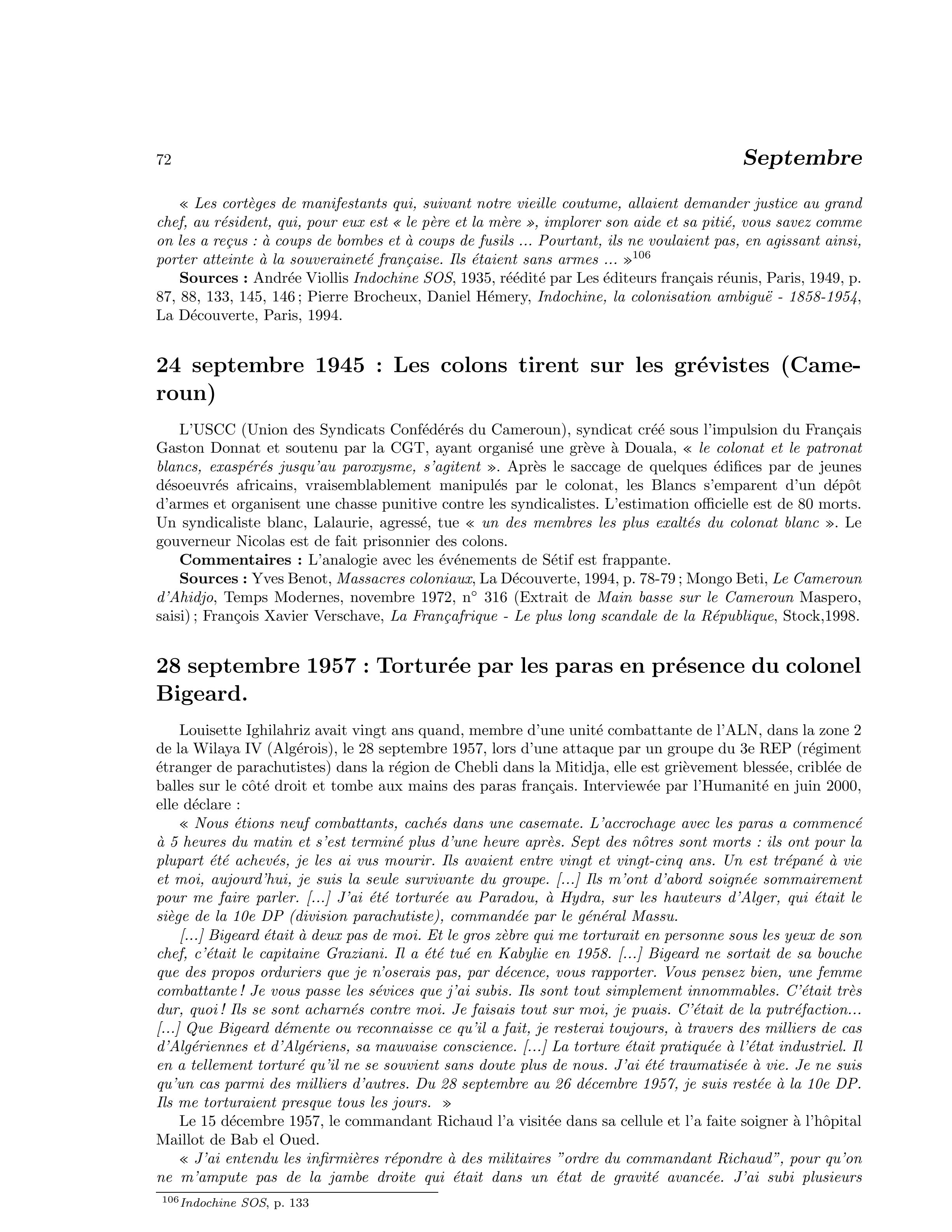 24 septembre 1945 — Les colons tirent sur les grévistes (Cameroun)